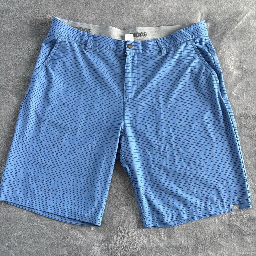 Adidas Golf Shorts‎ Mens Light Blue Striped Athletic Casual Size 38